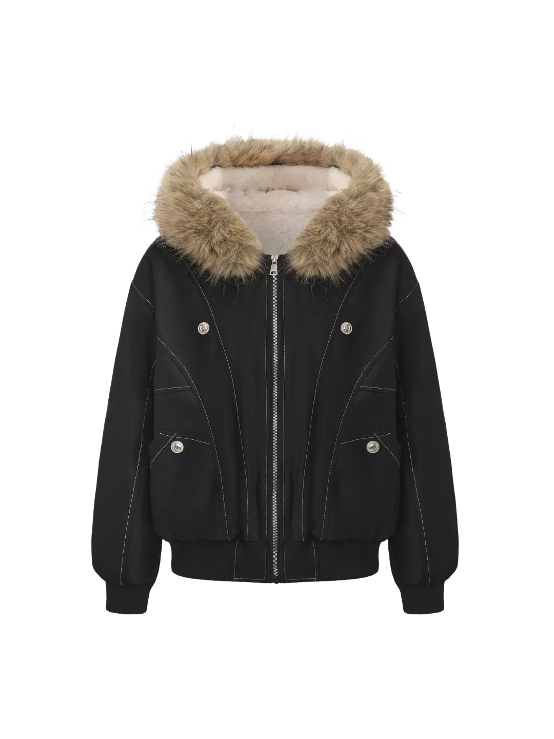 WarmCore™ Faux Fur Lined And Trim Bomber Jacket - Image 11