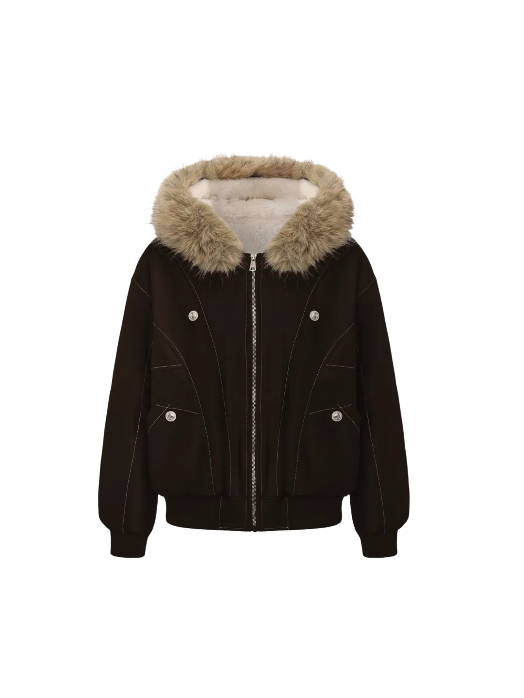 WarmCore™ Faux Fur Lined And Trim Bomber Jacket - Image 8