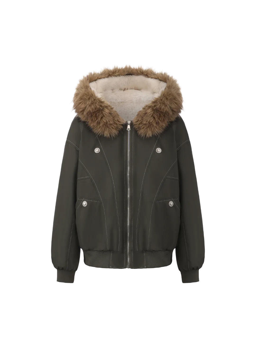 WarmCore™ Faux Fur Lined And Trim Bomber Jacket - Image 9
