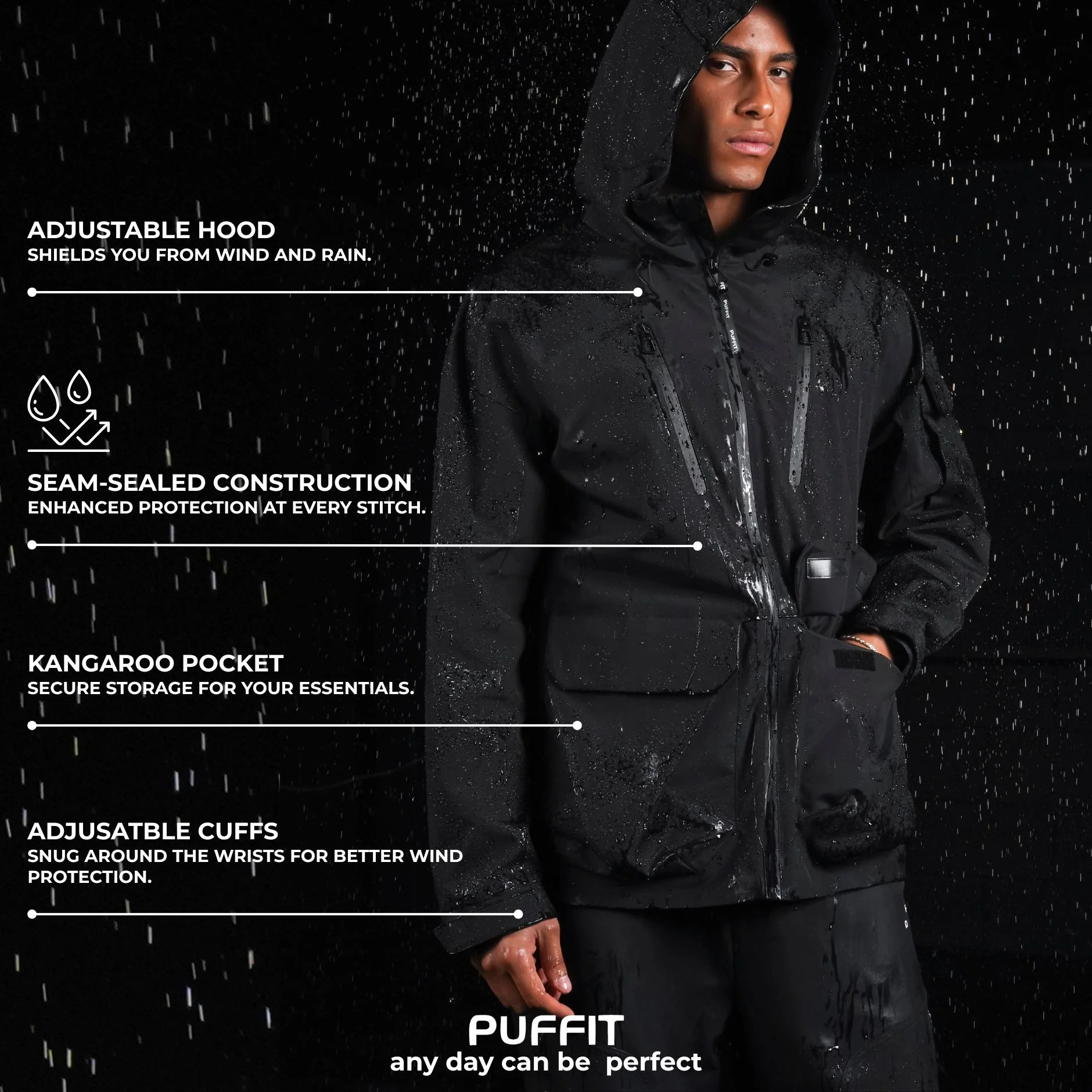 STM-TEX™ Men’s Multi-Pocket Rain Jacket - Image 3