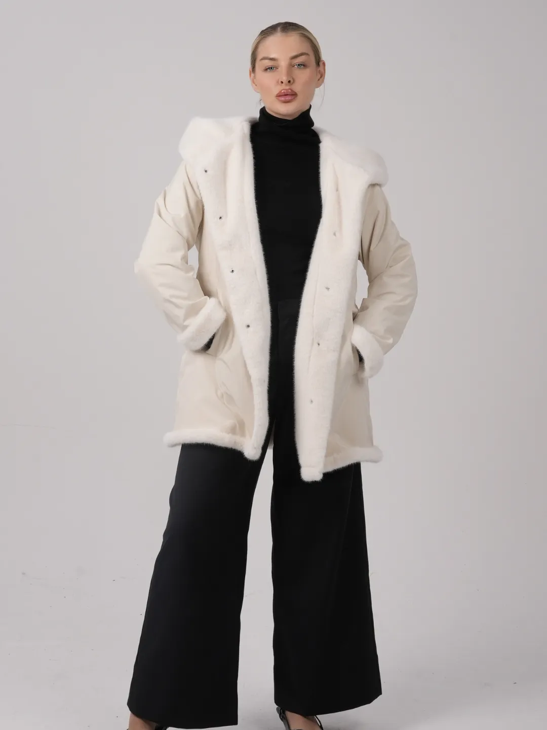 WarmCore™ Faux Fur Lined Mid Length Rain Coat - Image 11