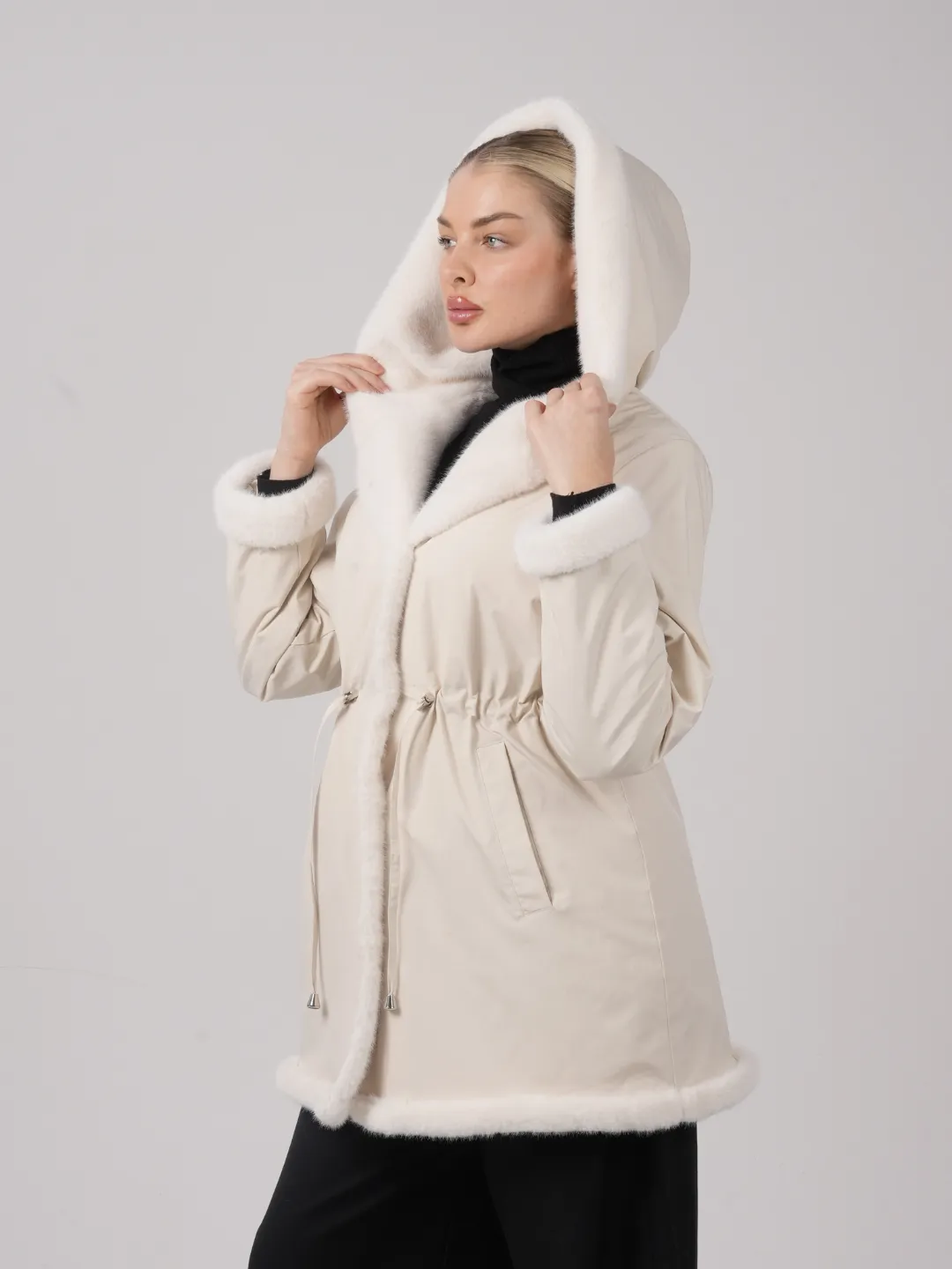 WarmCore™ Faux Fur Lined Mid Length Rain Coat - Image 3