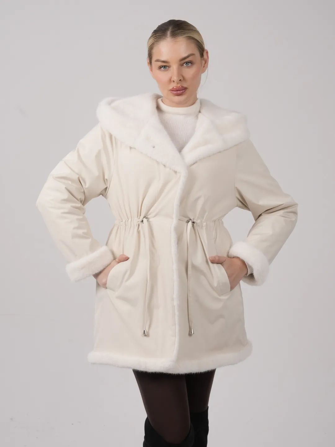 WarmCore™ Faux Fur Lined Mid Length Rain Coat - Image 4