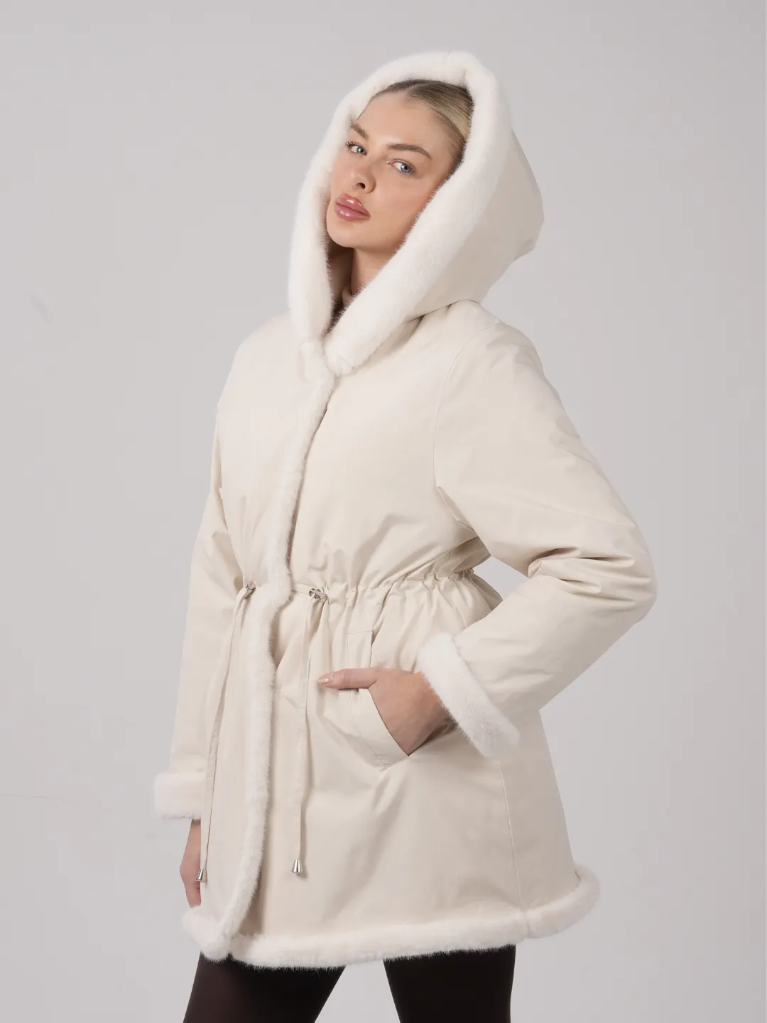 WarmCore™ Faux Fur Lined Mid Length Rain Coat - Image 5