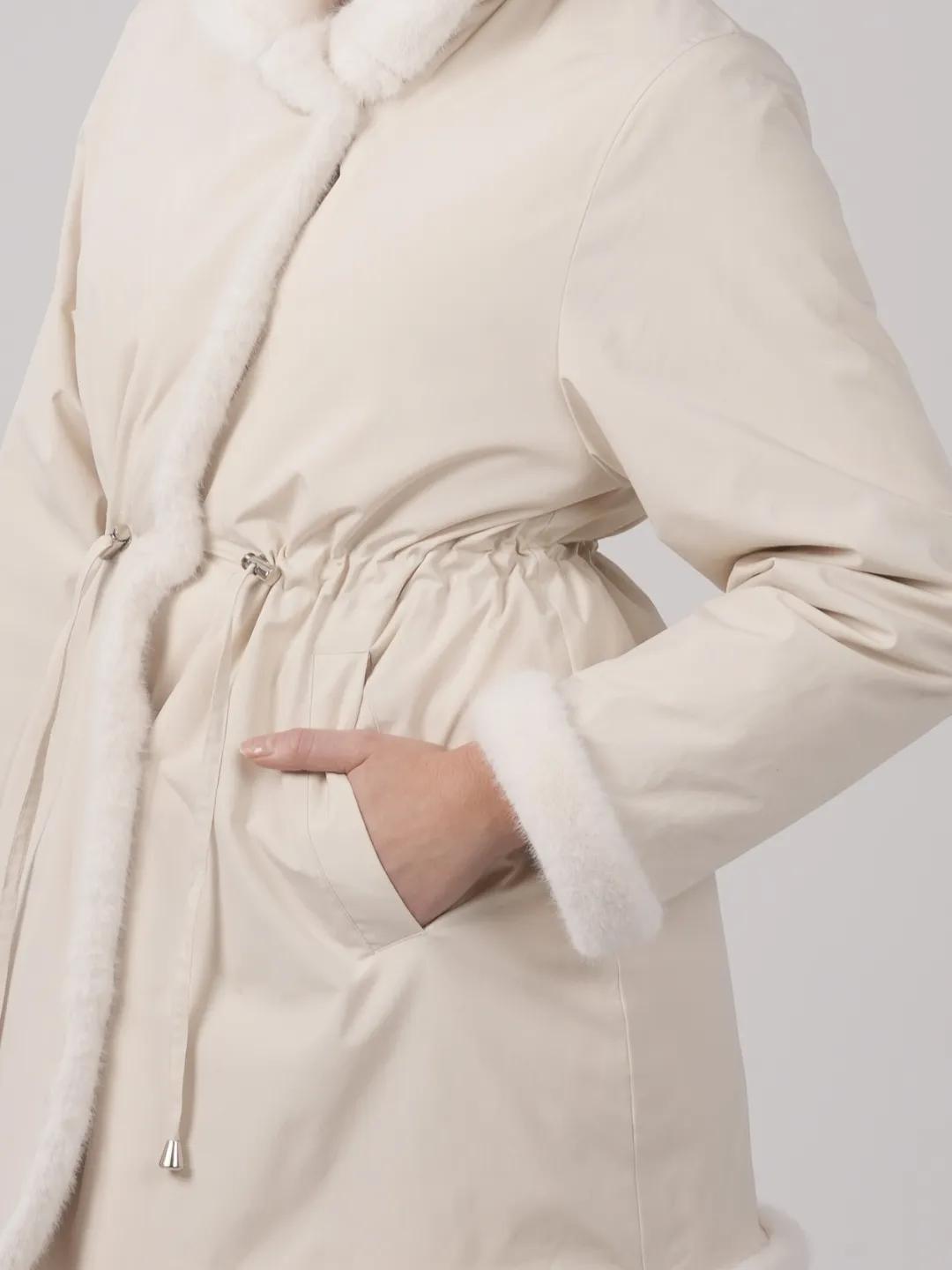 WarmCore™ Faux Fur Lined Mid Length Rain Coat - Image 6