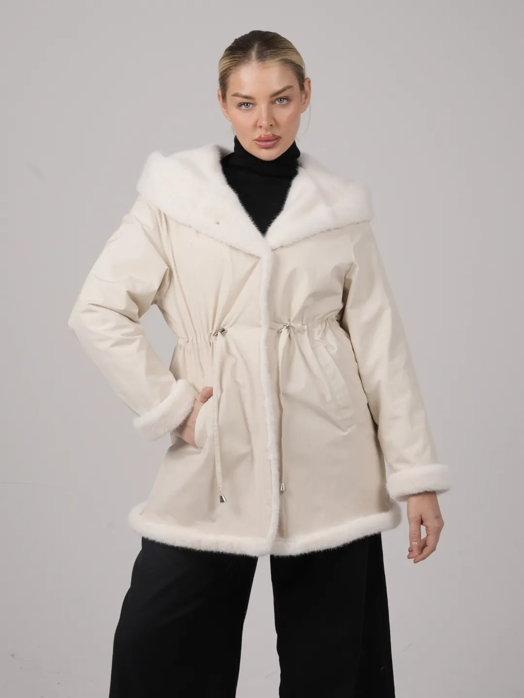 WarmCore™ Faux Fur Lined Mid Length Rain Coat - Image 9
