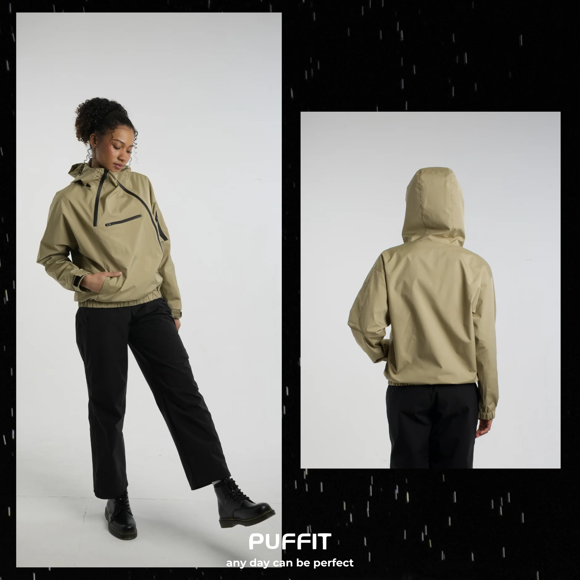 STM-TEX™ Short Asymmetric Zip Rain Hoodie - Image 4