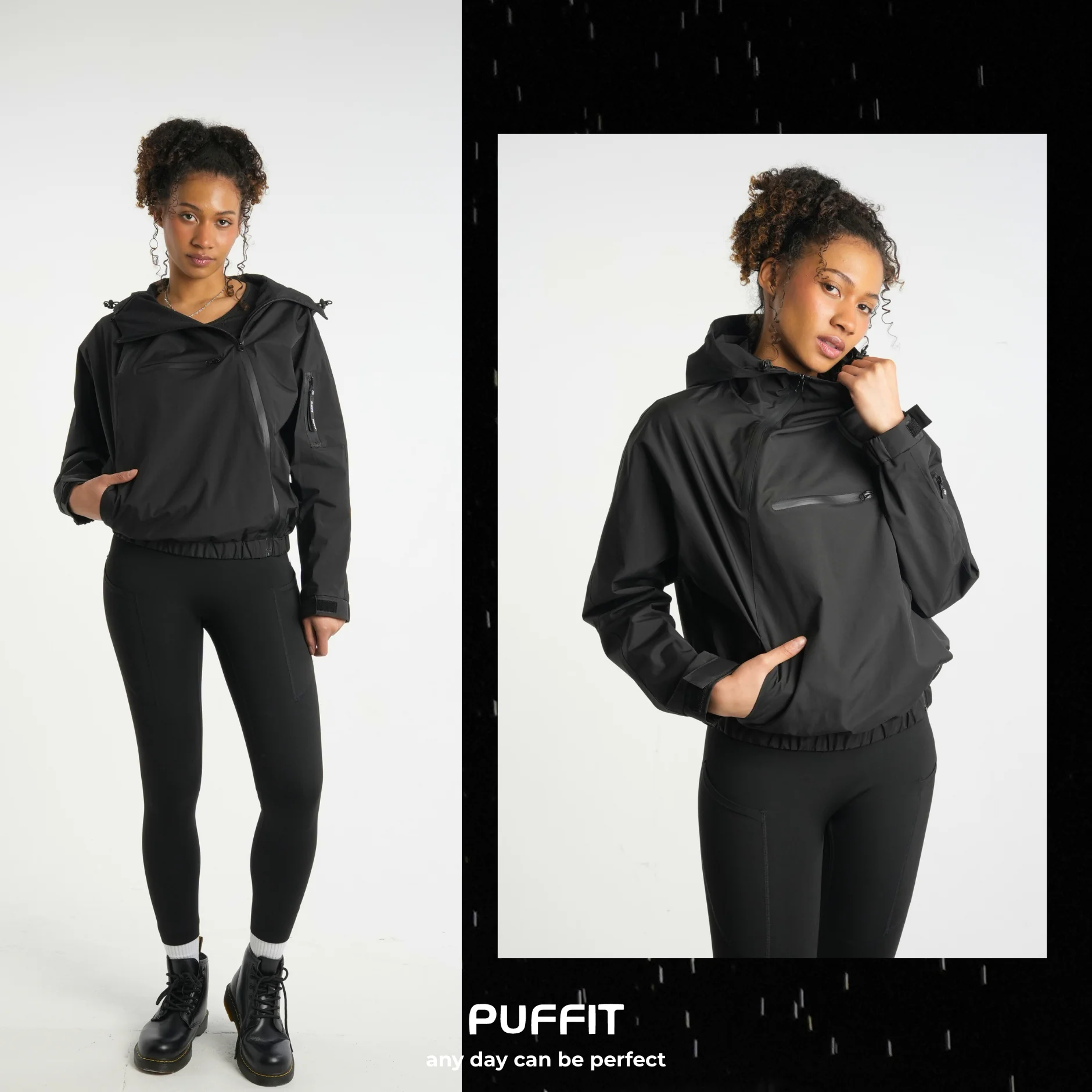 STM-TEX™ Short Asymmetric Zip Rain Hoodie - Image 5