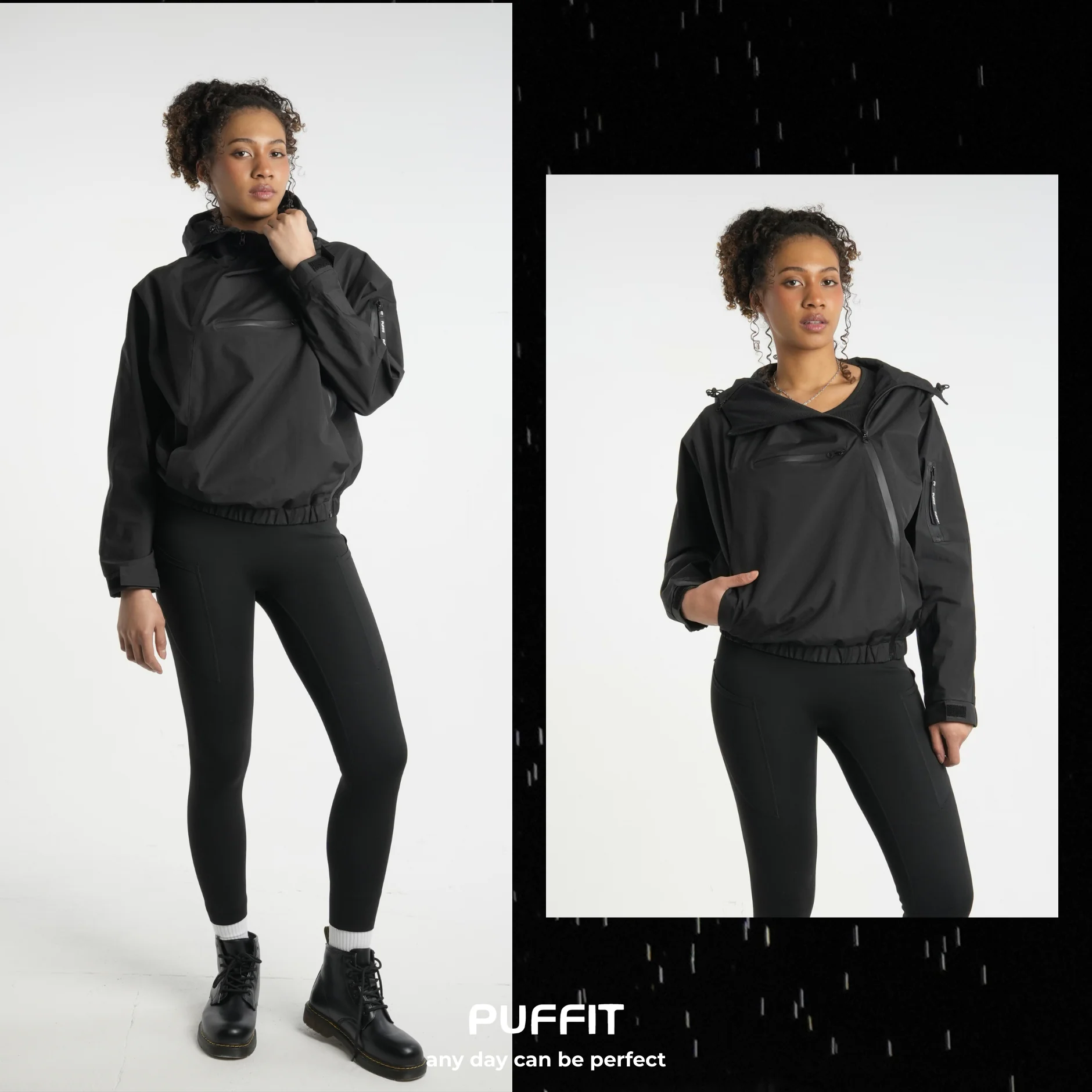 STM-TEX™ Short Asymmetric Zip Rain Hoodie - Image 6