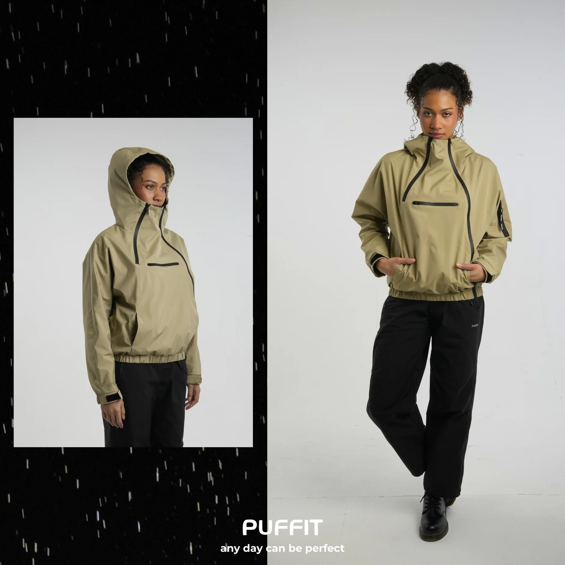 STM-TEX™ Short Asymmetric Zip Rain Hoodie - Image 7