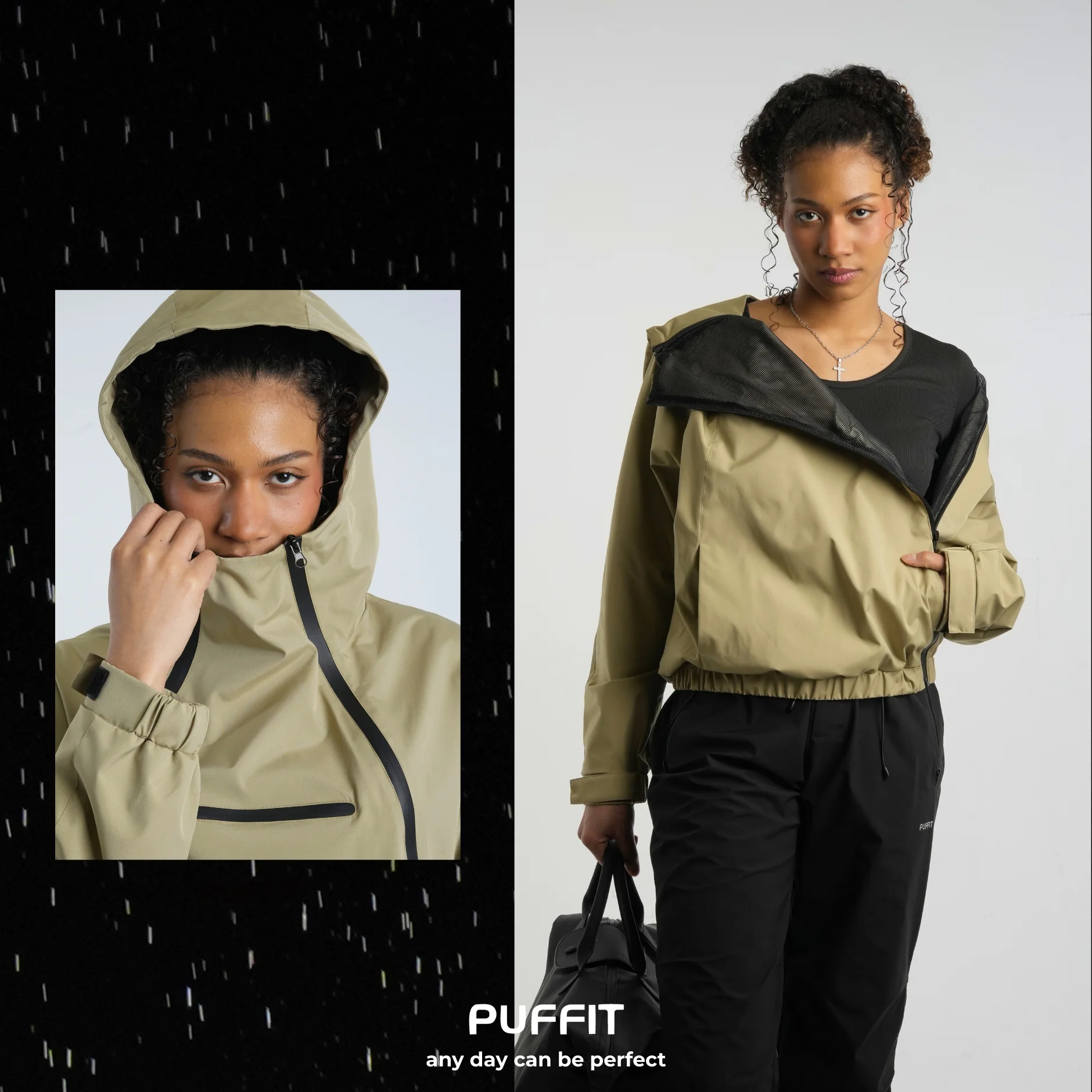 STM-TEX™ Short Asymmetric Zip Rain Hoodie - Image 8