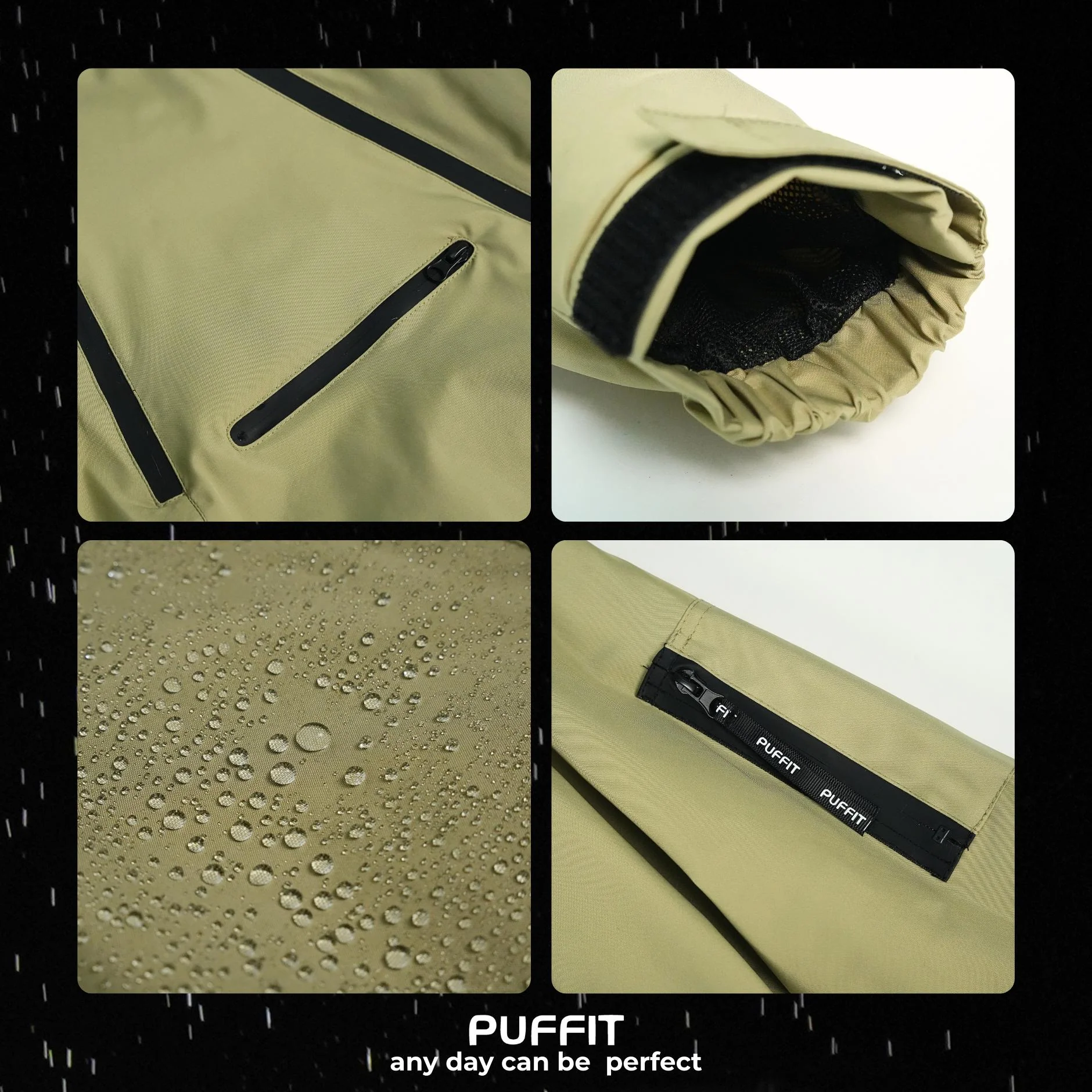 STM-TEX™ Short Asymmetric Zip Rain Hoodie - Image 9