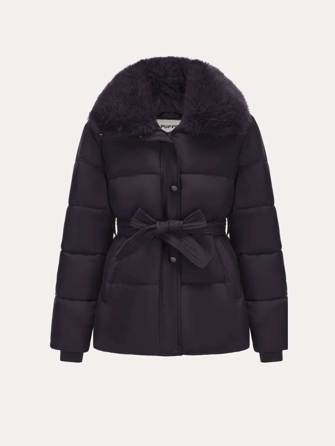 WarmCore™ Premium Elegant Detachable Faux Fur Collar Puffer With Belt - Image 16