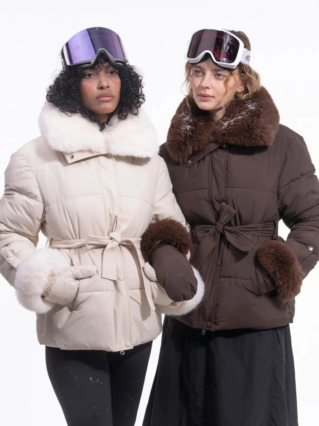 WarmCore™ Premium Elegant Detachable Faux Fur Collar Puffer With Belt - Image 8