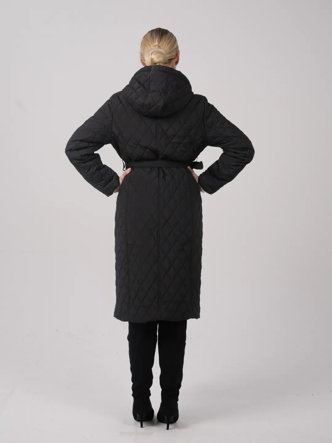 WarmCore™ Long Dimond Quilted Belted Puffer - Image 3