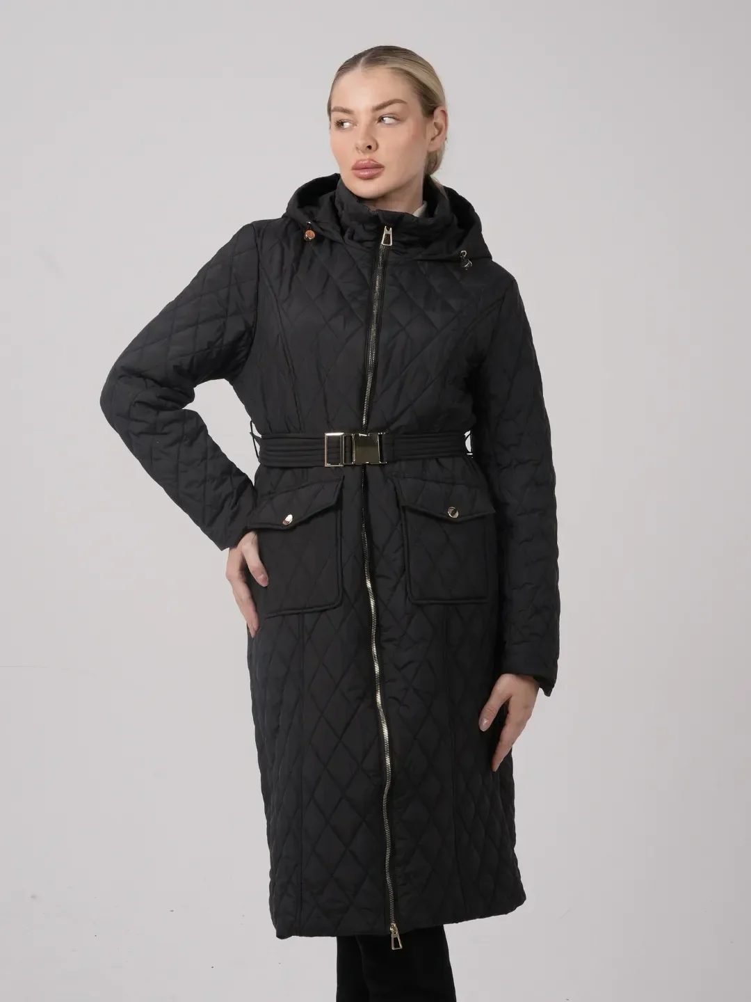 WarmCore™ Long Dimond Quilted Belted Puffer - Image 6