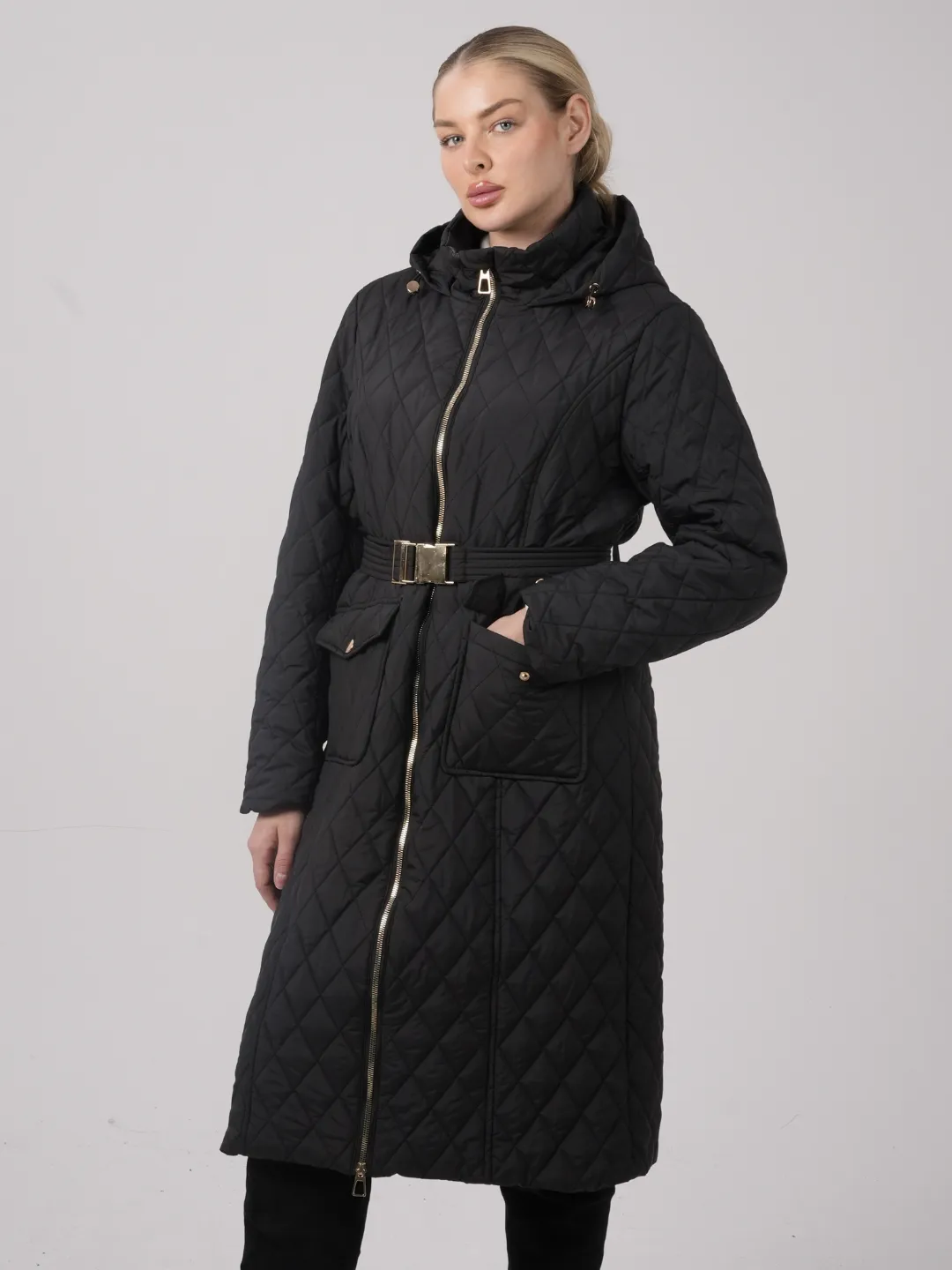 WarmCore™ Long Dimond Quilted Belted Puffer - Image 7