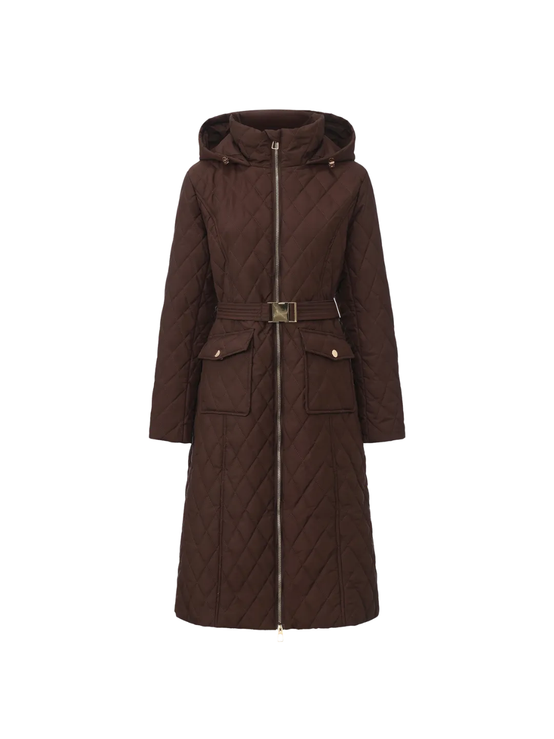 WarmCore™ Long Dimond Quilted Belted Puffer - Image 8
