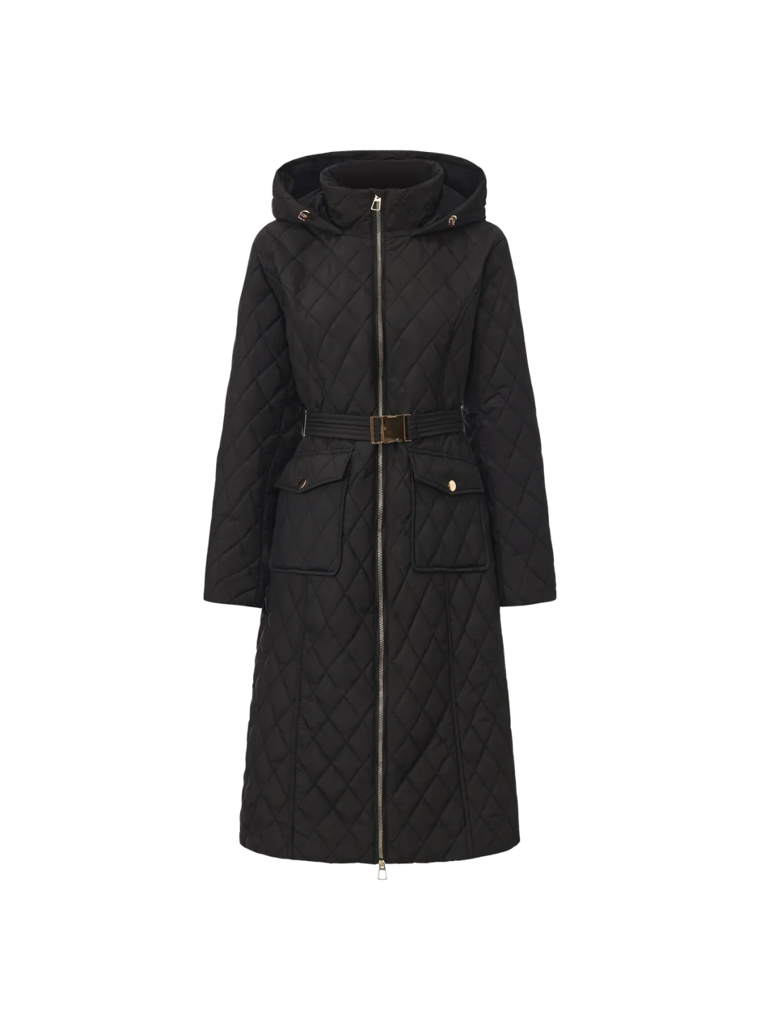 WarmCore™ Long Dimond Quilted Belted Puffer - Image 9