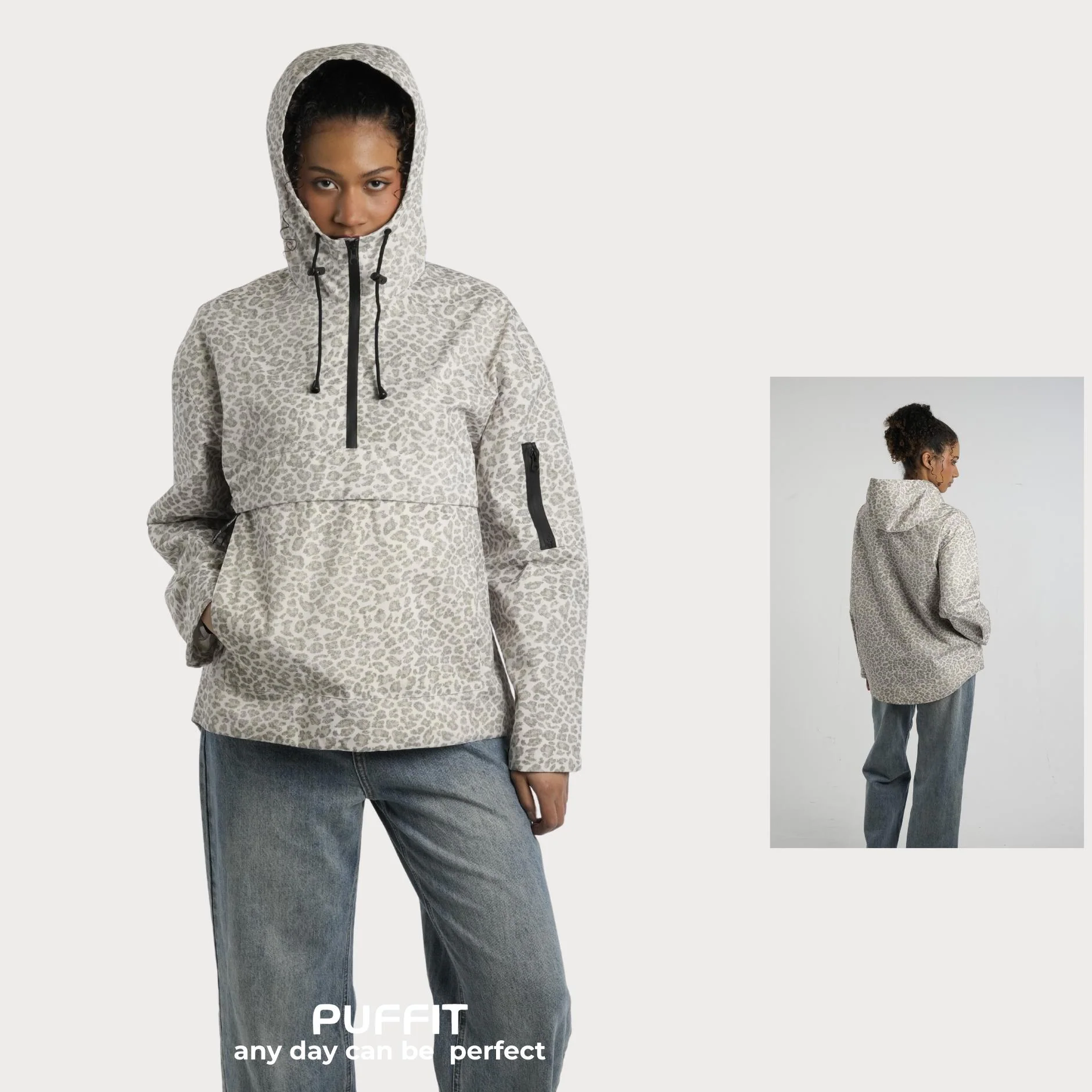 STM-TEX™  Olive Leopard Oversized Rain Hoodie - Image 3