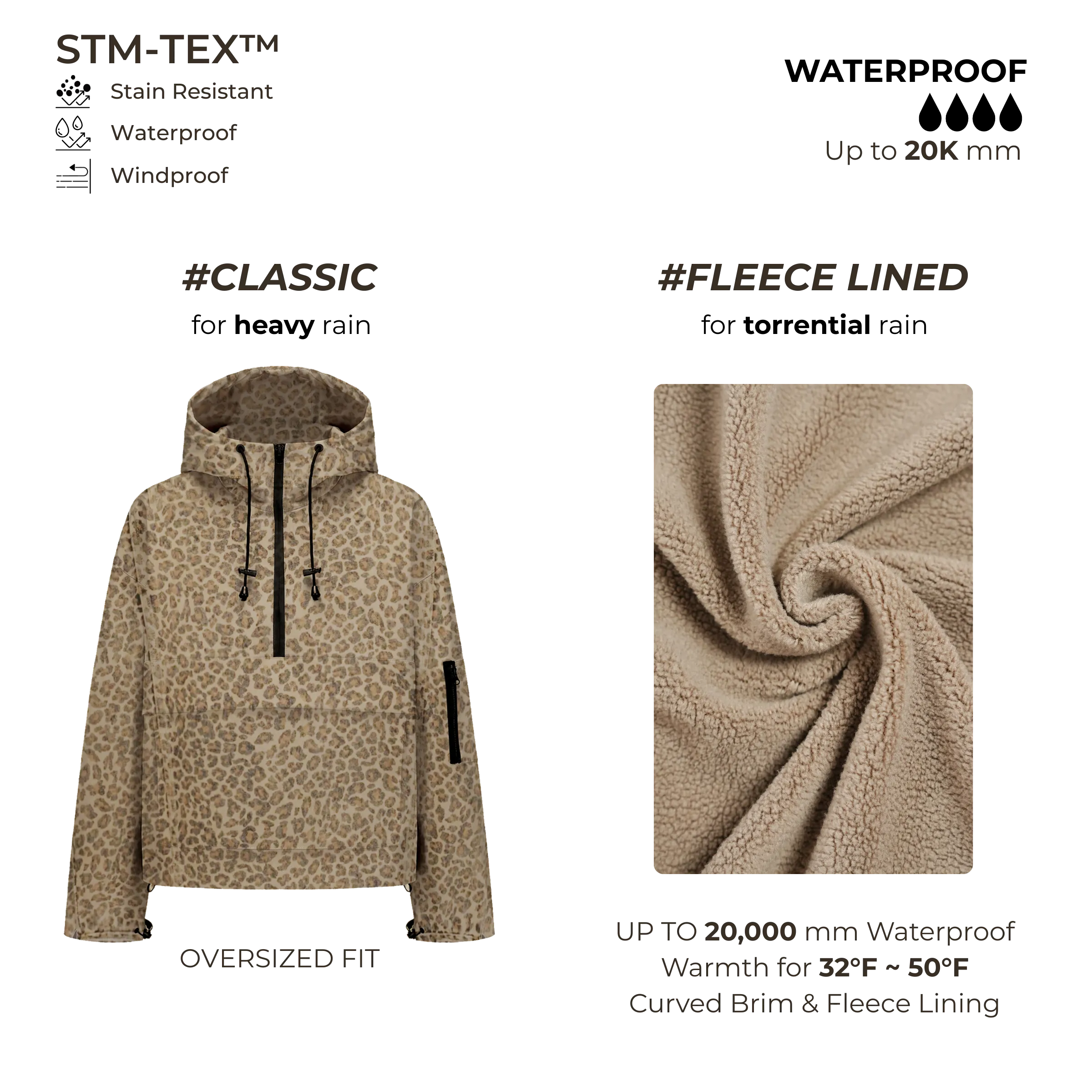 STM-TEX™  Leopard Oversized Rain Hoodie - Image 3
